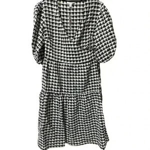 NWT Topshop Gingham Midi Wrap dress Monochrome Black and White Size 4
